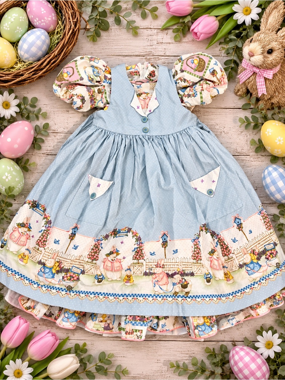 Vintage Daisy Kingdom Puff Sleeve Easter Parade Dress sz 4